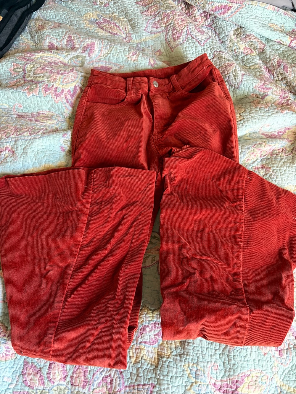 Women's Red / burnt orange Corduroy Flare pants